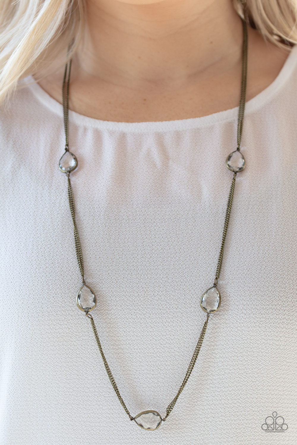 Teardrop Timelessness - Brass Necklace