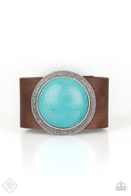 Load image into Gallery viewer, Wander On Repeat Brown Leather and Turquoise Blue Stone Urban Wrap Snap Bracelet
