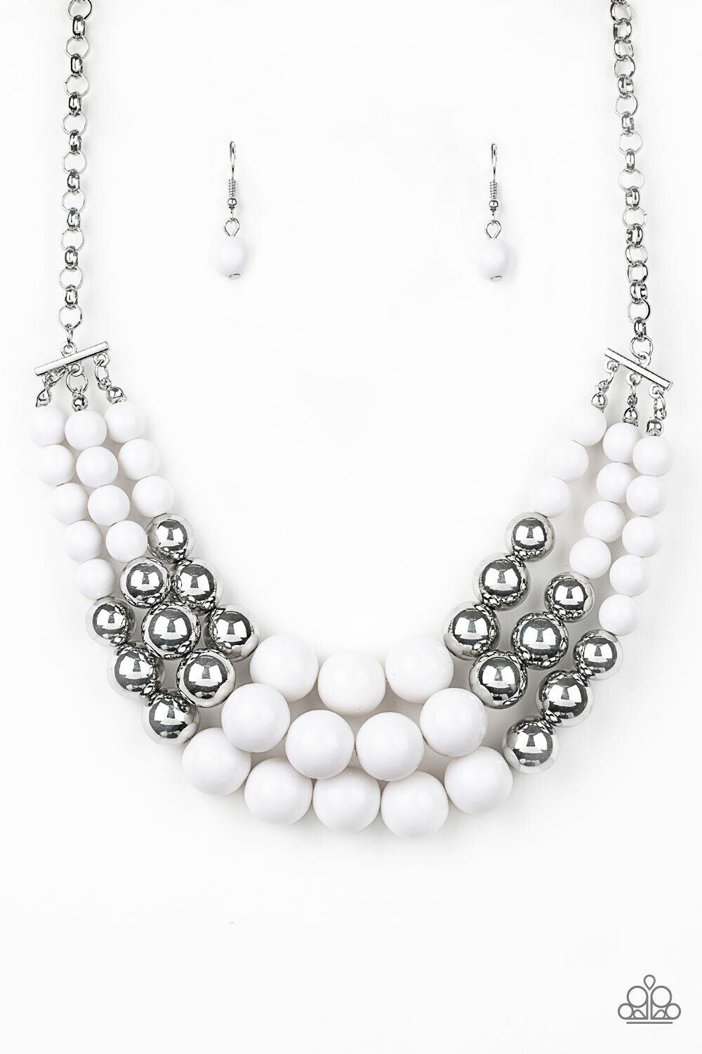 Dream Pop White & Silver Necklace