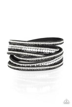 Load image into Gallery viewer, Rock Star Attitude - Black / Silver - and White Rhinestones - Double Wrap - Urban Bracelet
