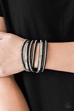 Load image into Gallery viewer, Rock Star Attitude - Black / Silver - and White Rhinestones - Double Wrap - Urban Bracelet
