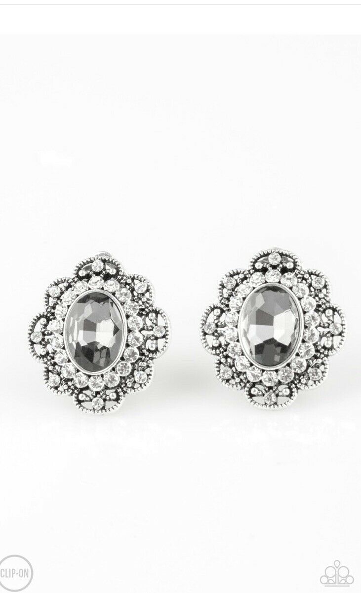 Dine and Dapper Clip-On Silver Earrings