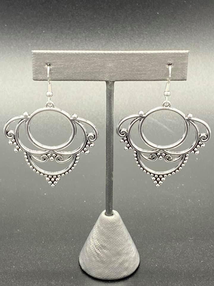 Metallic Macrame Silver Earrings