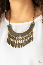 Load image into Gallery viewer, Fierce in Feathers Brass Necklace
